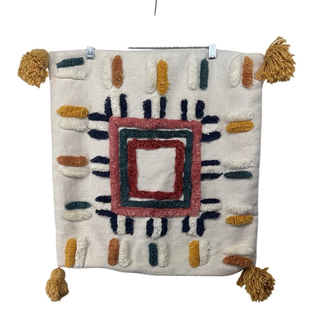 Noble Excellence Pillow Shams SET OF 2 Tasseled 20" Southwestern Boho Chenille